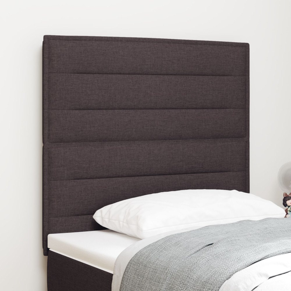 vidaXL Sänggavel Linjer Design Mörkbrun 90 cm Tyg
