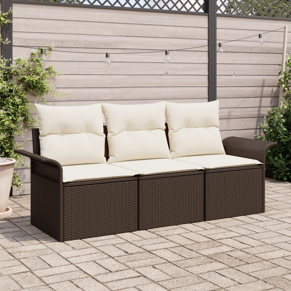 vidaXL Soffset 3 st 3-Antal sittplatser Brun och Kräm konstrotting