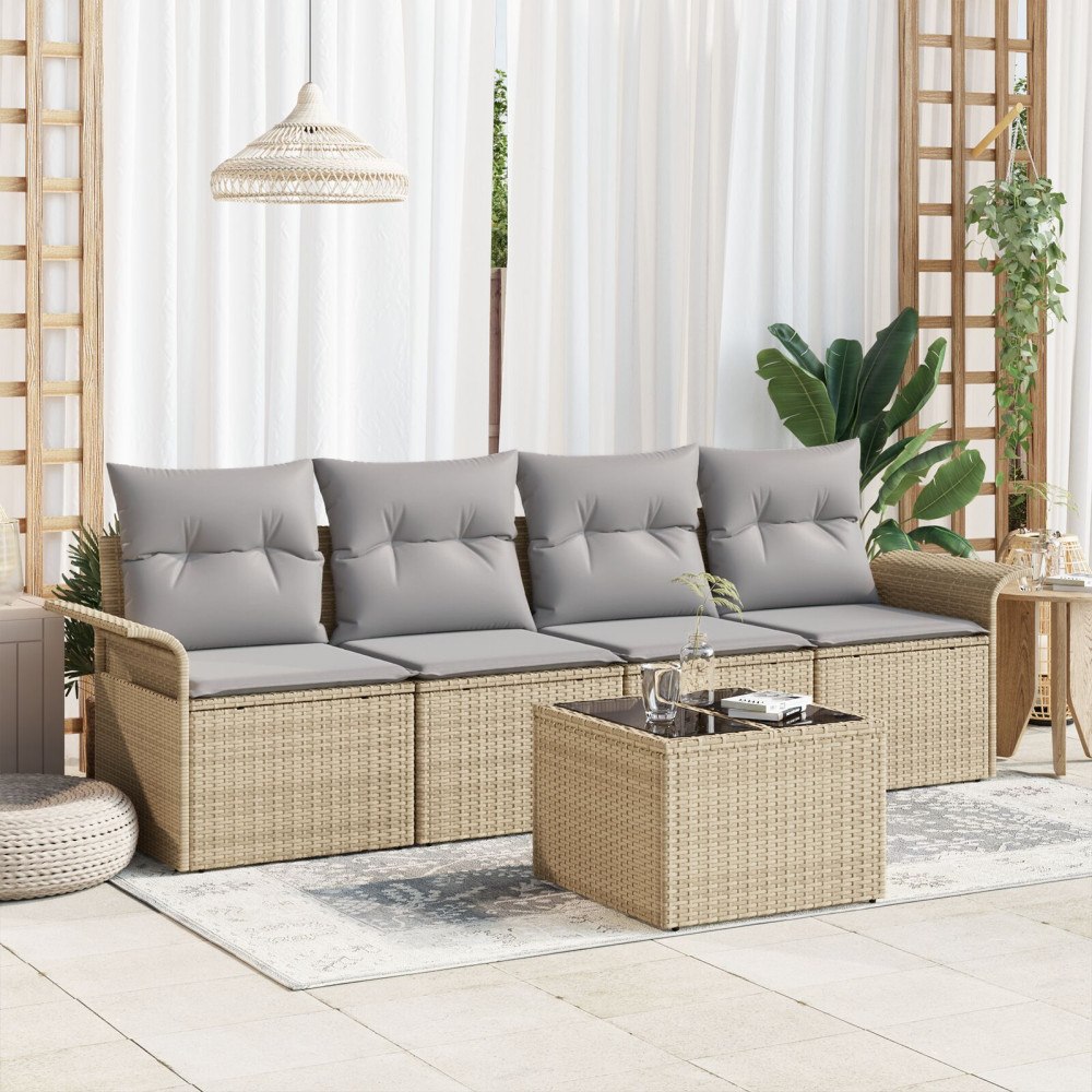 vidaXL Soffset 5 st Beige konstrotting