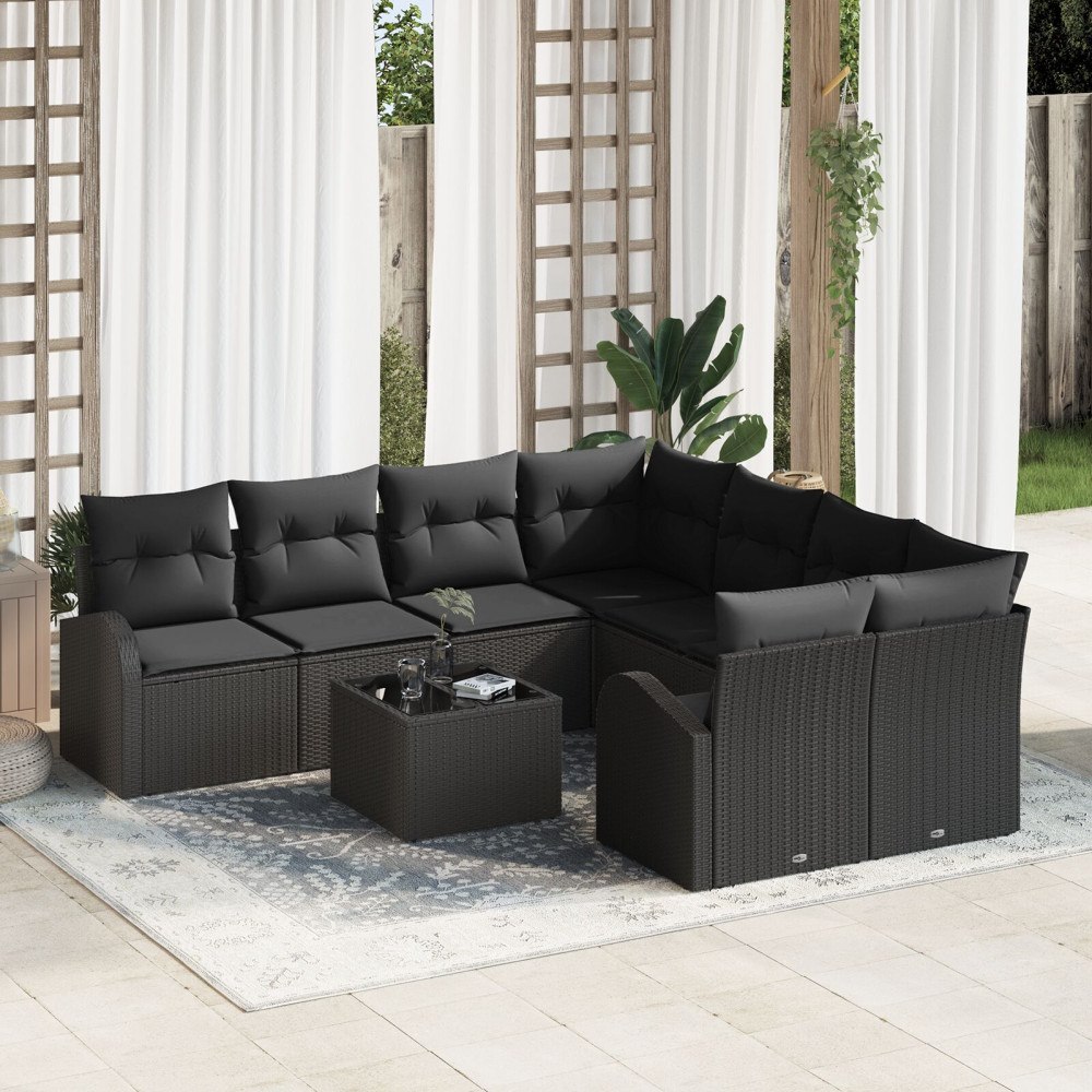 vidaXL Trädgårdsoffset Svart 55 x 55 x 37 cm konstrotting