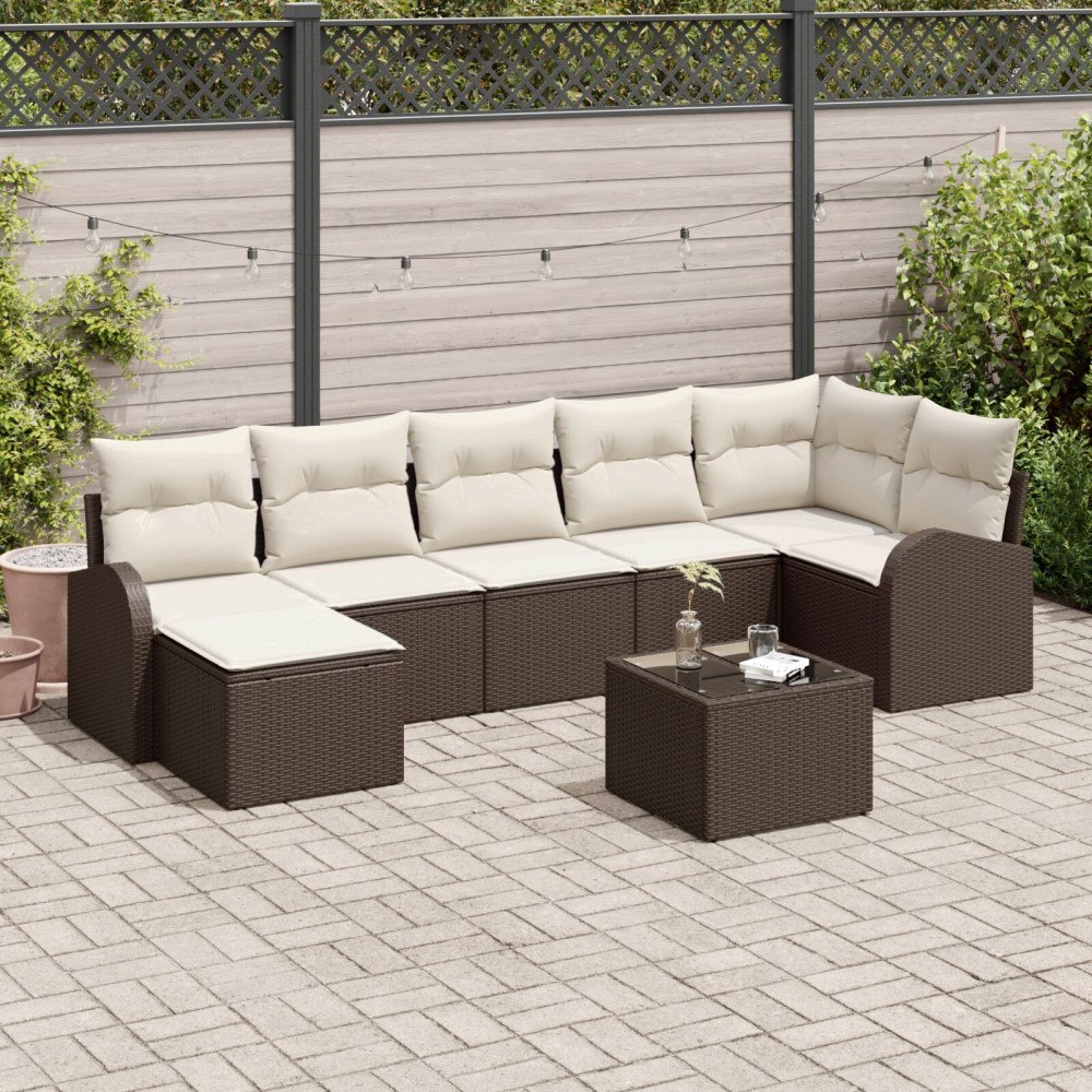 vidaXL Trädgårdsoffset 8 st Brun [Syntetisk]: Poly Rattan
