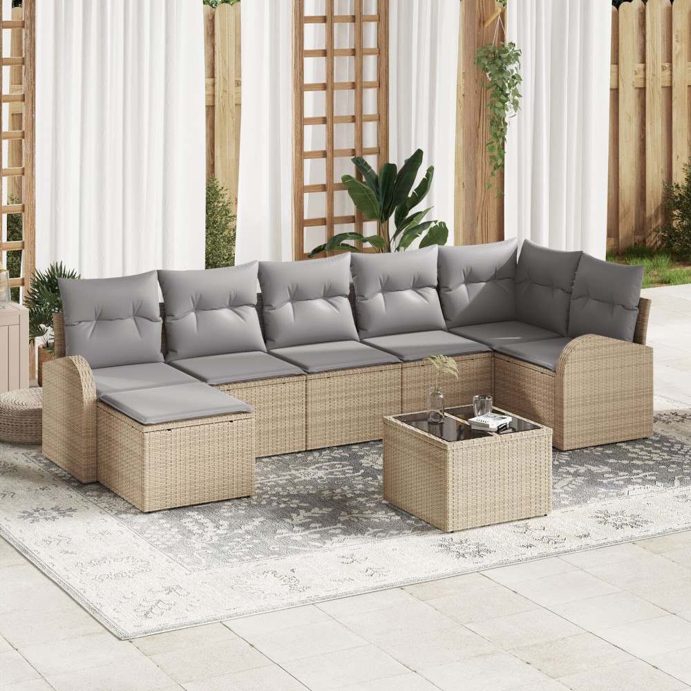 vidaXL Trädgårdsoffset 8 st Beige [Syntetisk]: Poly Rattan