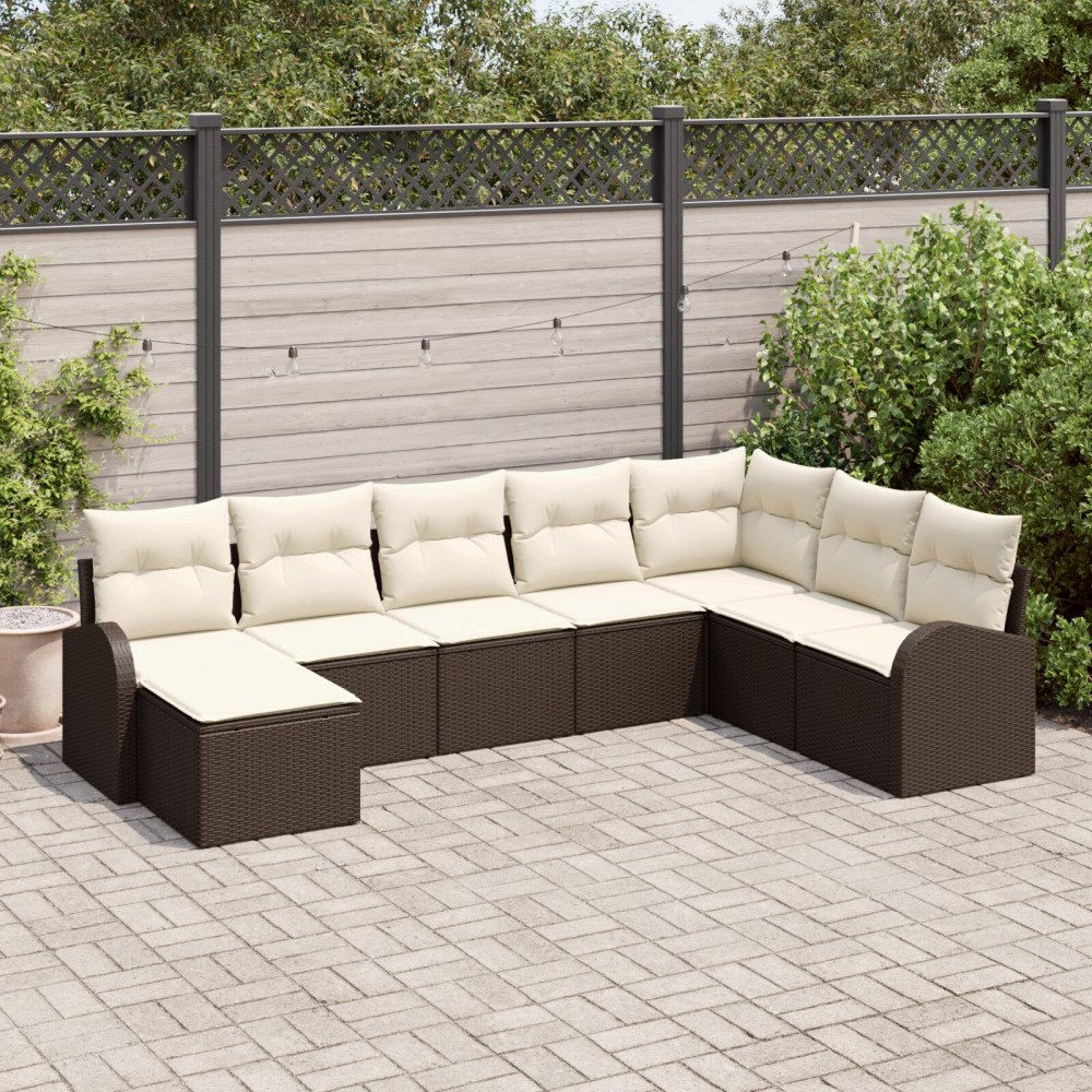 vidaXL Trädgårdsoffset 8 st Brun [Syntetisk]: Poly Rattan