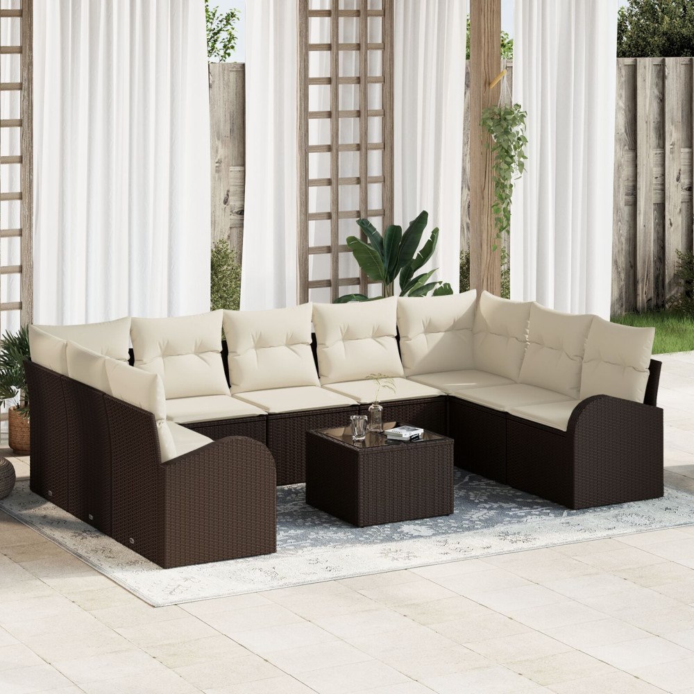 vidaXL Soffset 10 st Brun [Syntetisk]: Poly Rattan