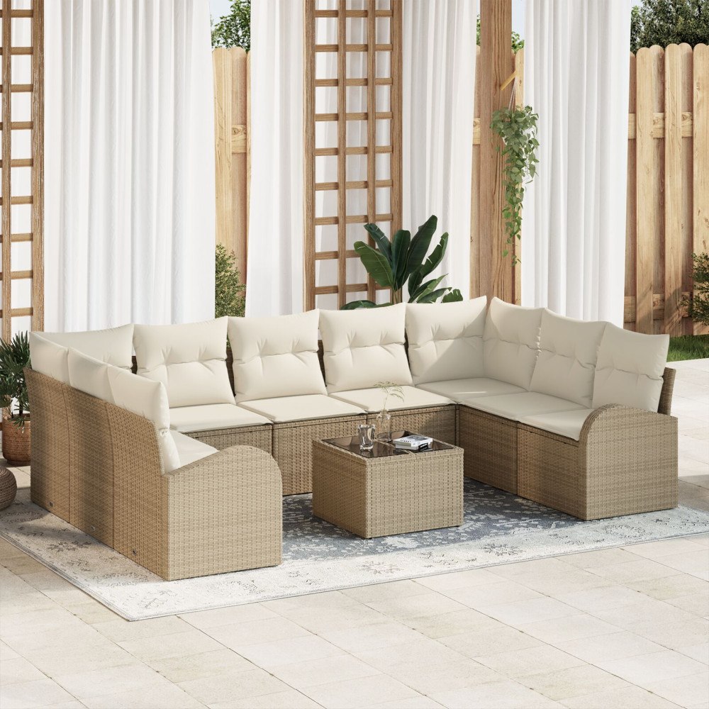 vidaXL Soffset 10 st Beige [Syntetisk]: Poly Rattan