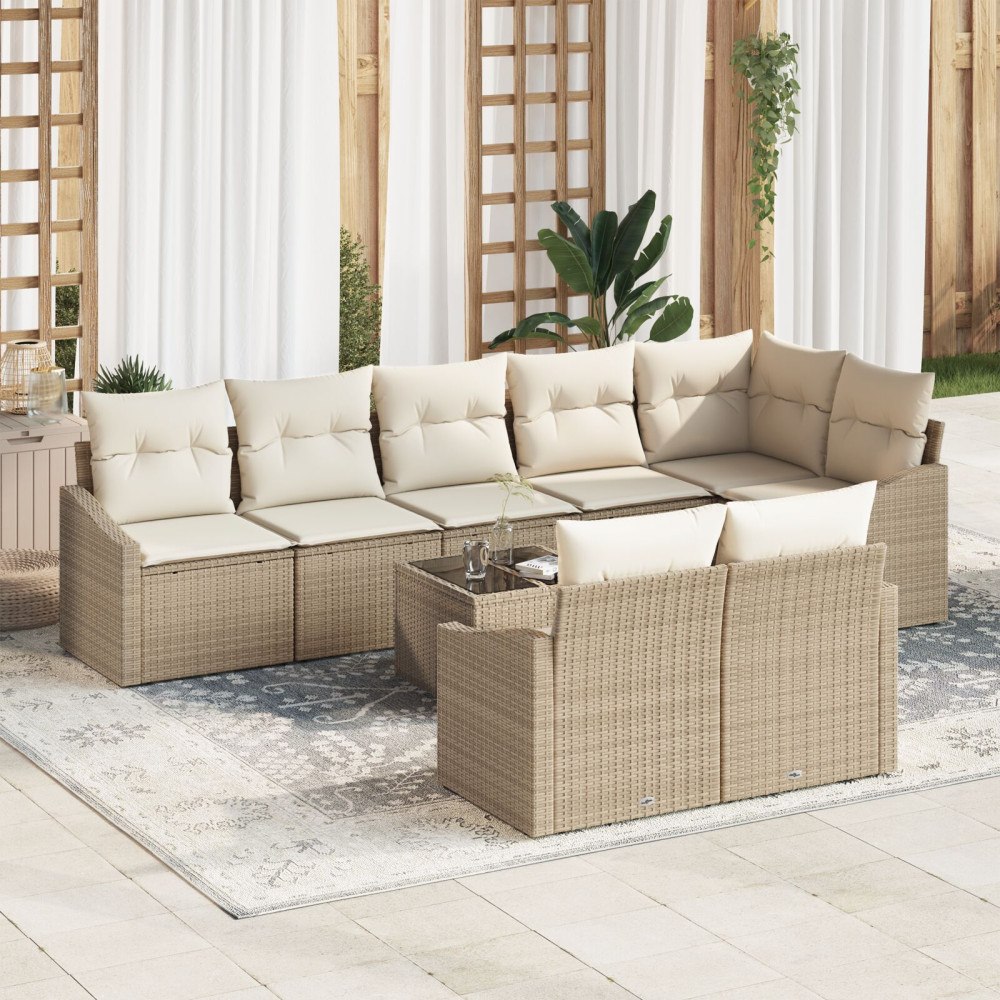 vidaXL Soffset 9 st Beige konstrotting