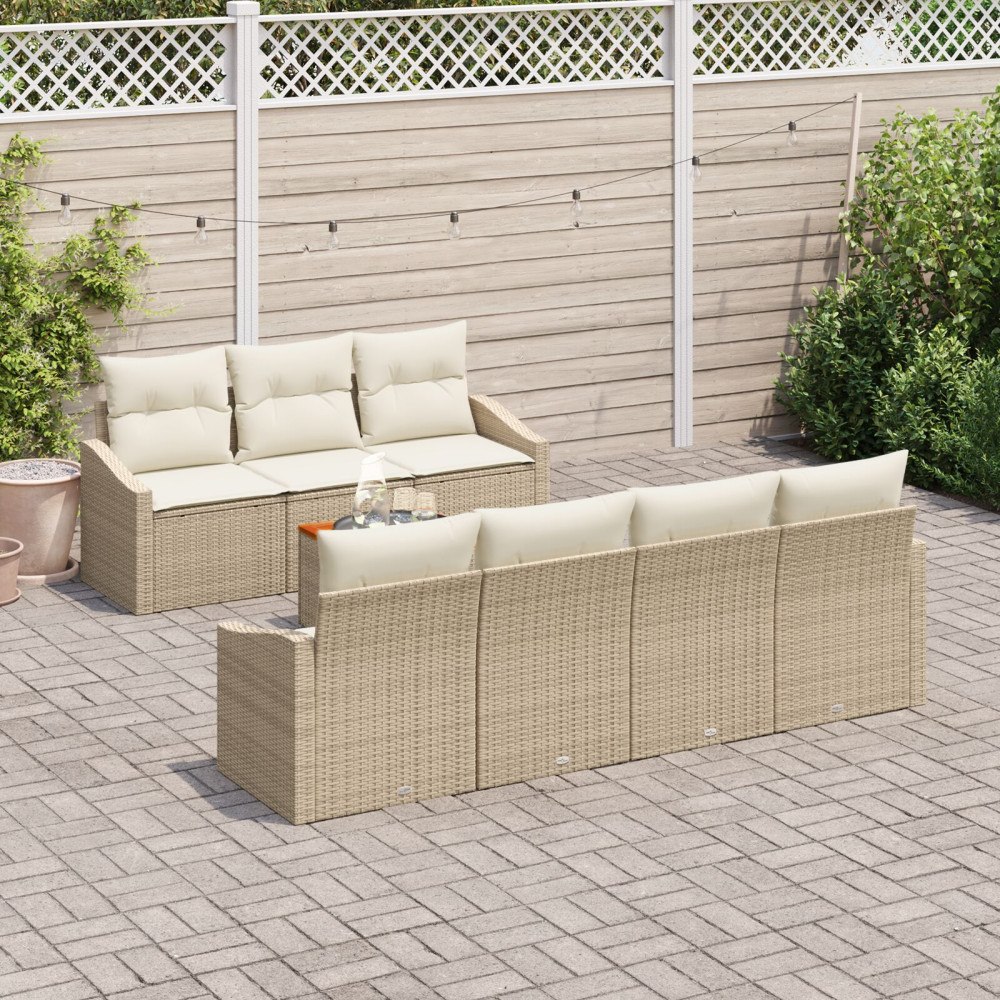 vidaXL Trädgårdsoffset 8 st Beige konstrotting