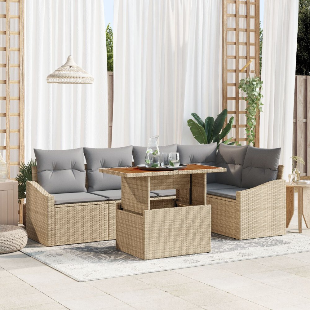 vidaXL Trädgårdsoffset 6 st Beige och Grå