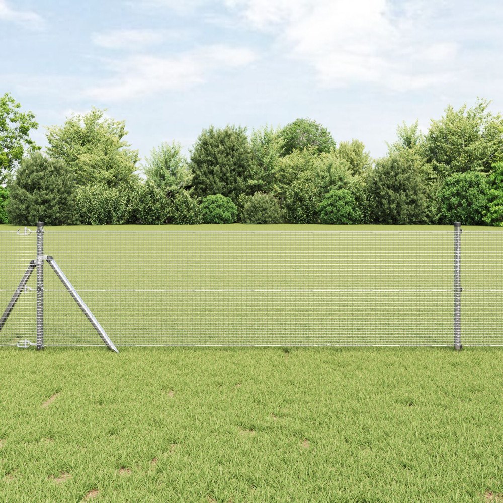 vidaXL Svetsat Trådstaket med 7 Inlägg 0.8x10 m Galvaniserat Stål