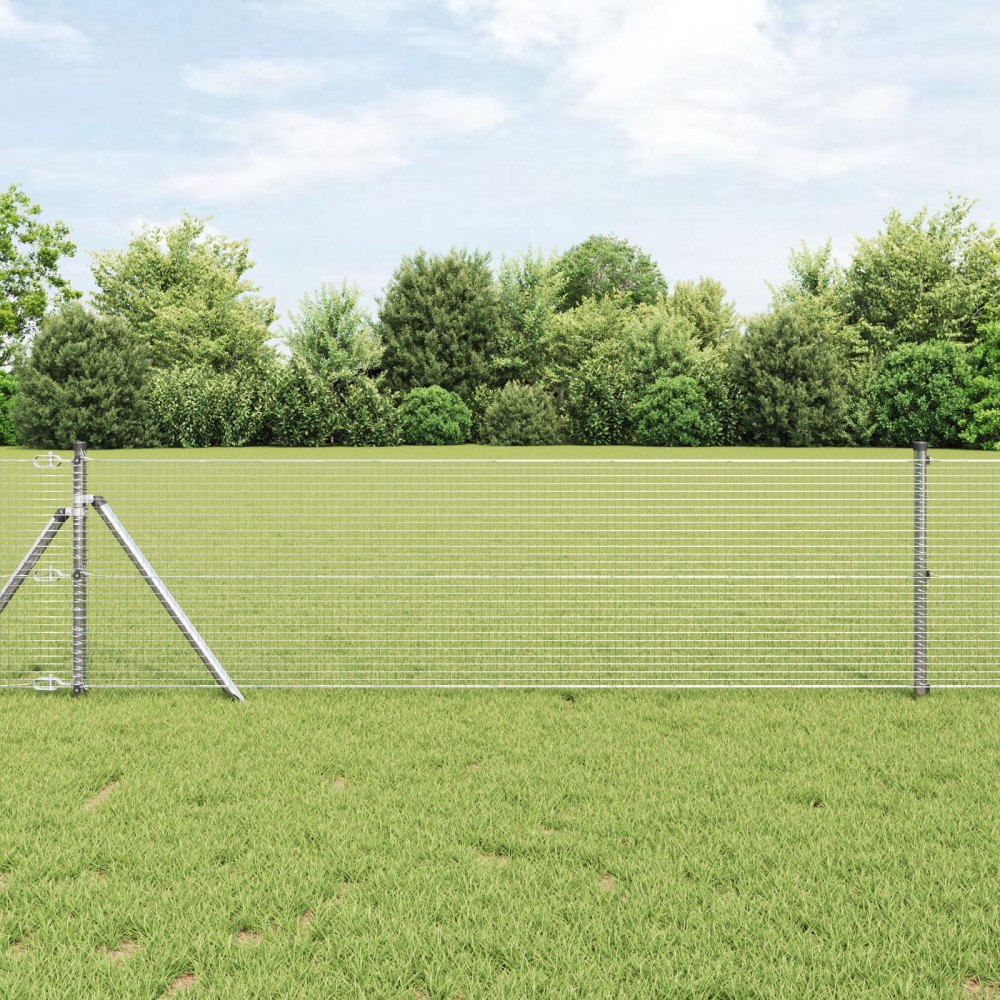 vidaXL Svetsat Trådnät med 13 Stolpar 0.8x25 m Galvaniserat Stål