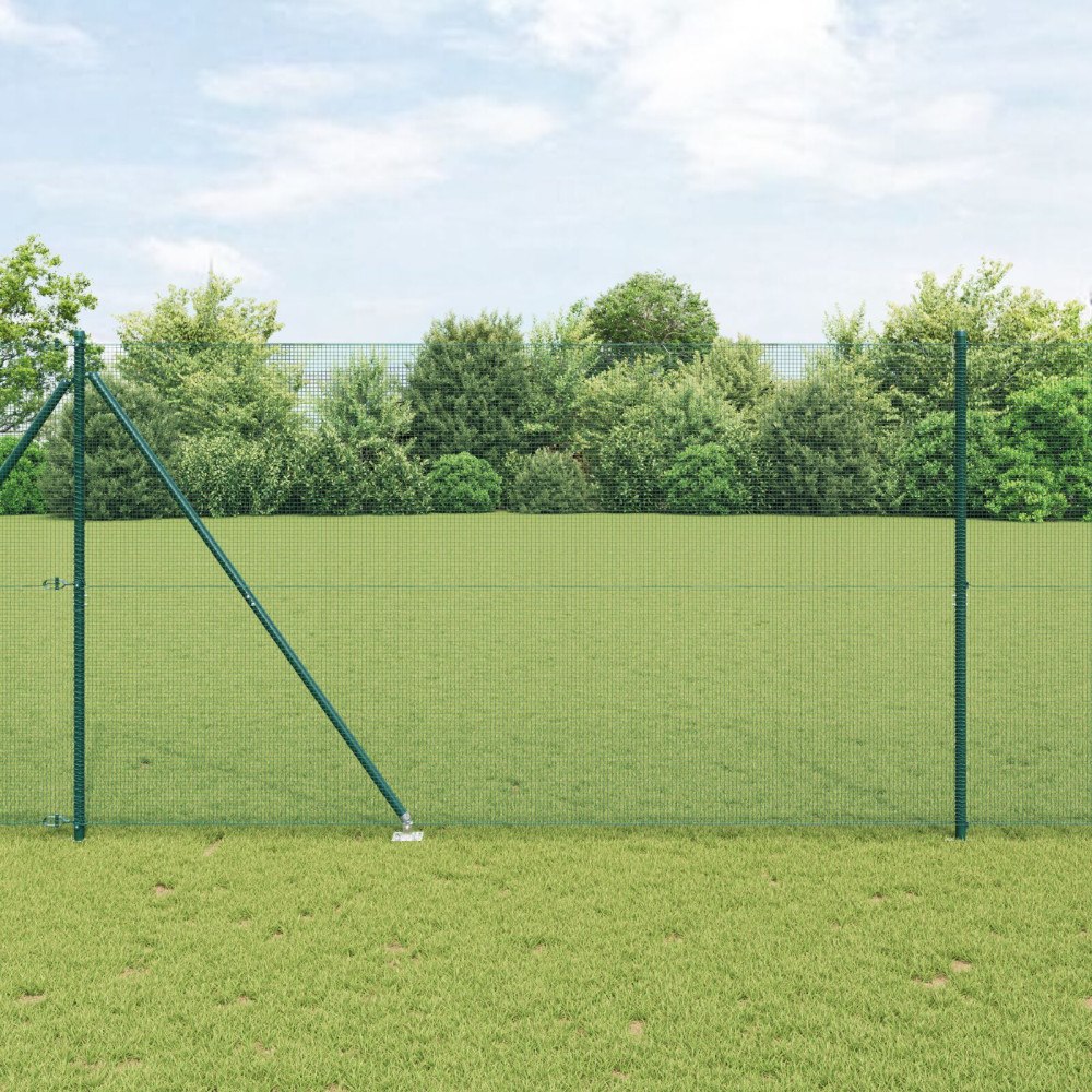 vidaXL Svetsat trådgalleri med piggar 25 x 1,5 m PVC-belagda stål Grön