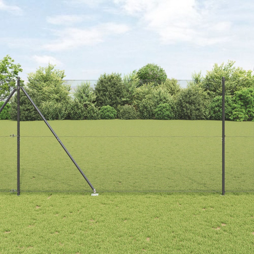 vidaXL Svetsat trådgalleri med piggar 12 x 1,5 m PVC-belagda stål Grå