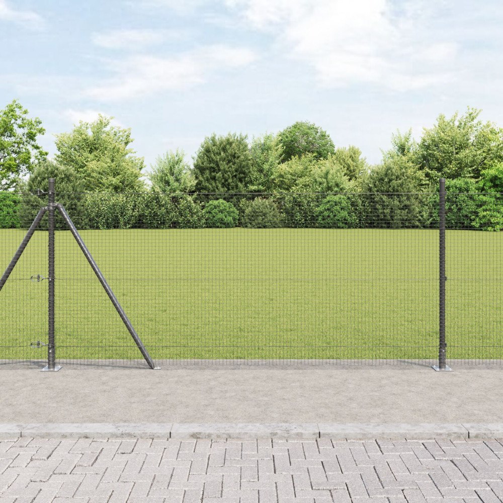 vidaXL Stängselpostset Set om 2 Grå Metall 25 x 1 m Hållbar