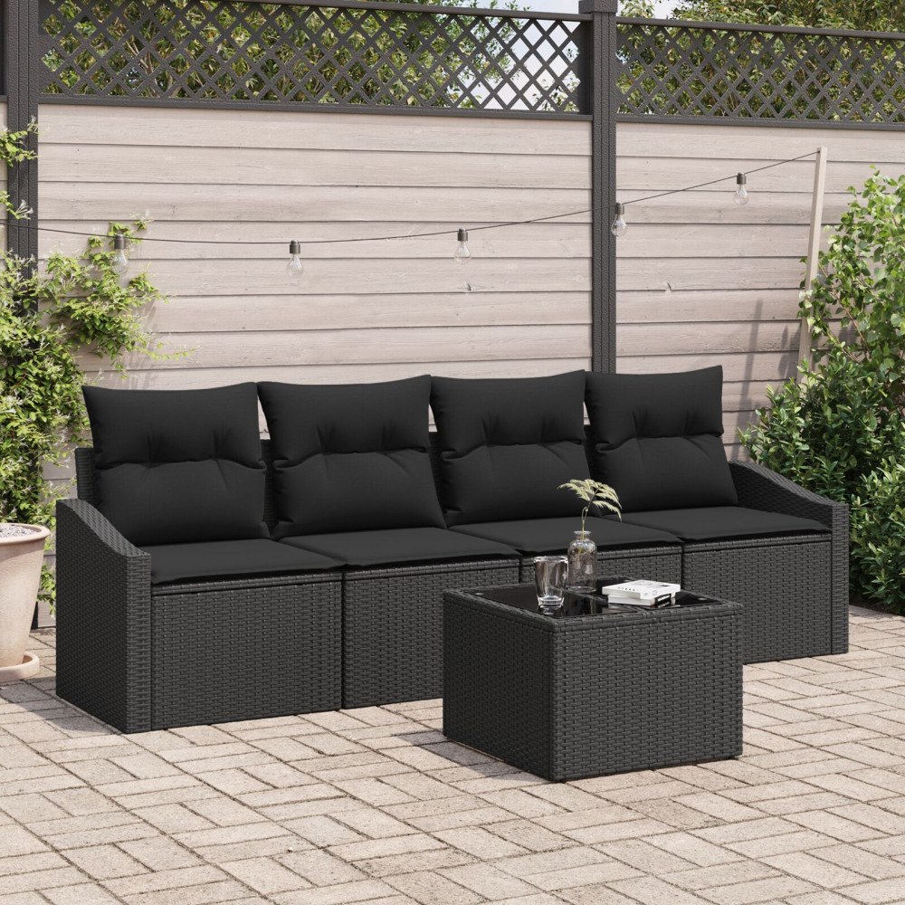 vidaXL Soffset 5 st Svart konstrotting