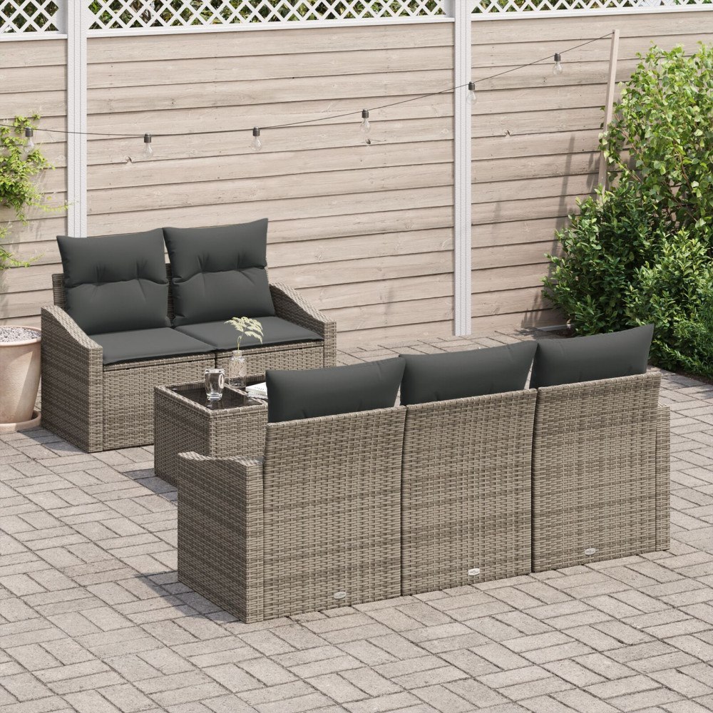 vidaXL Soffset 6 st Grå konstrotting