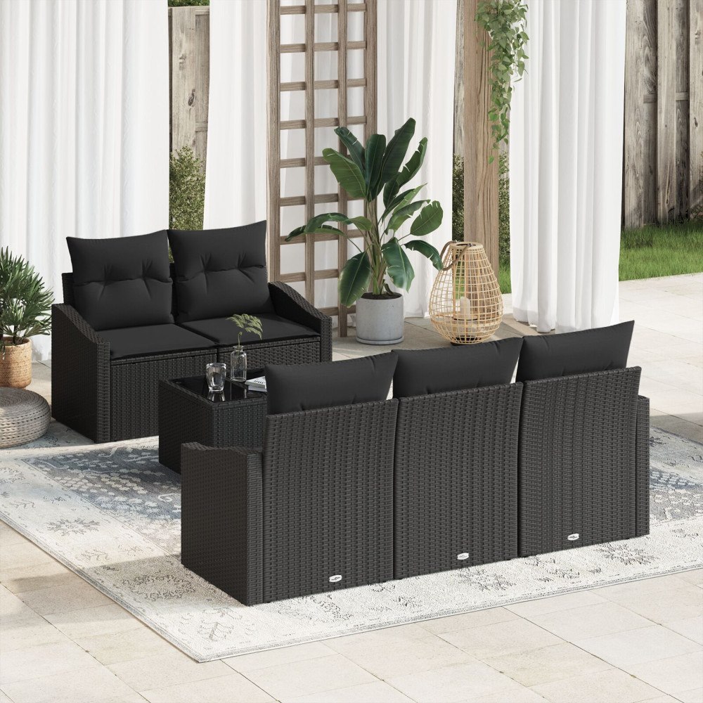vidaXL Soffset 6 st Svart konstrotting