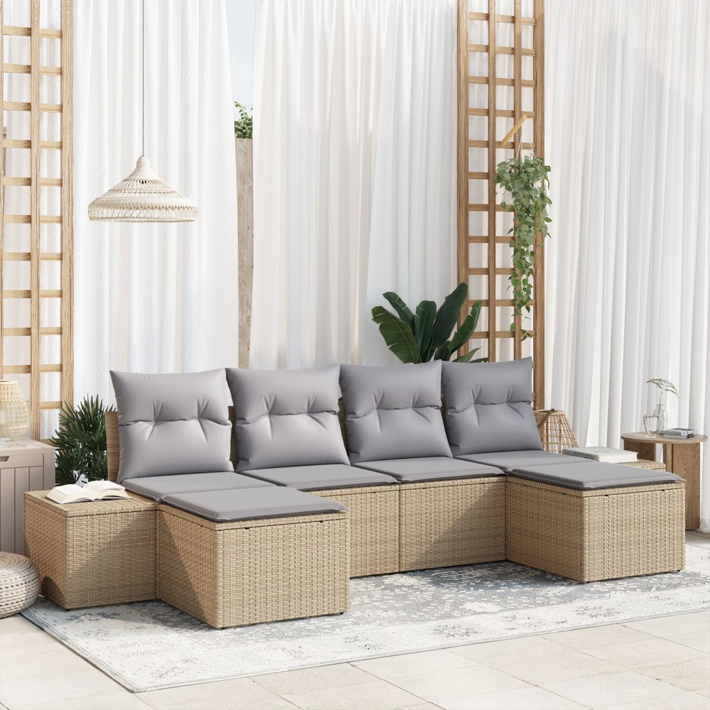 vidaXL Trädgårdsoffset 4 st Beige och Ljusgrå konstrotting