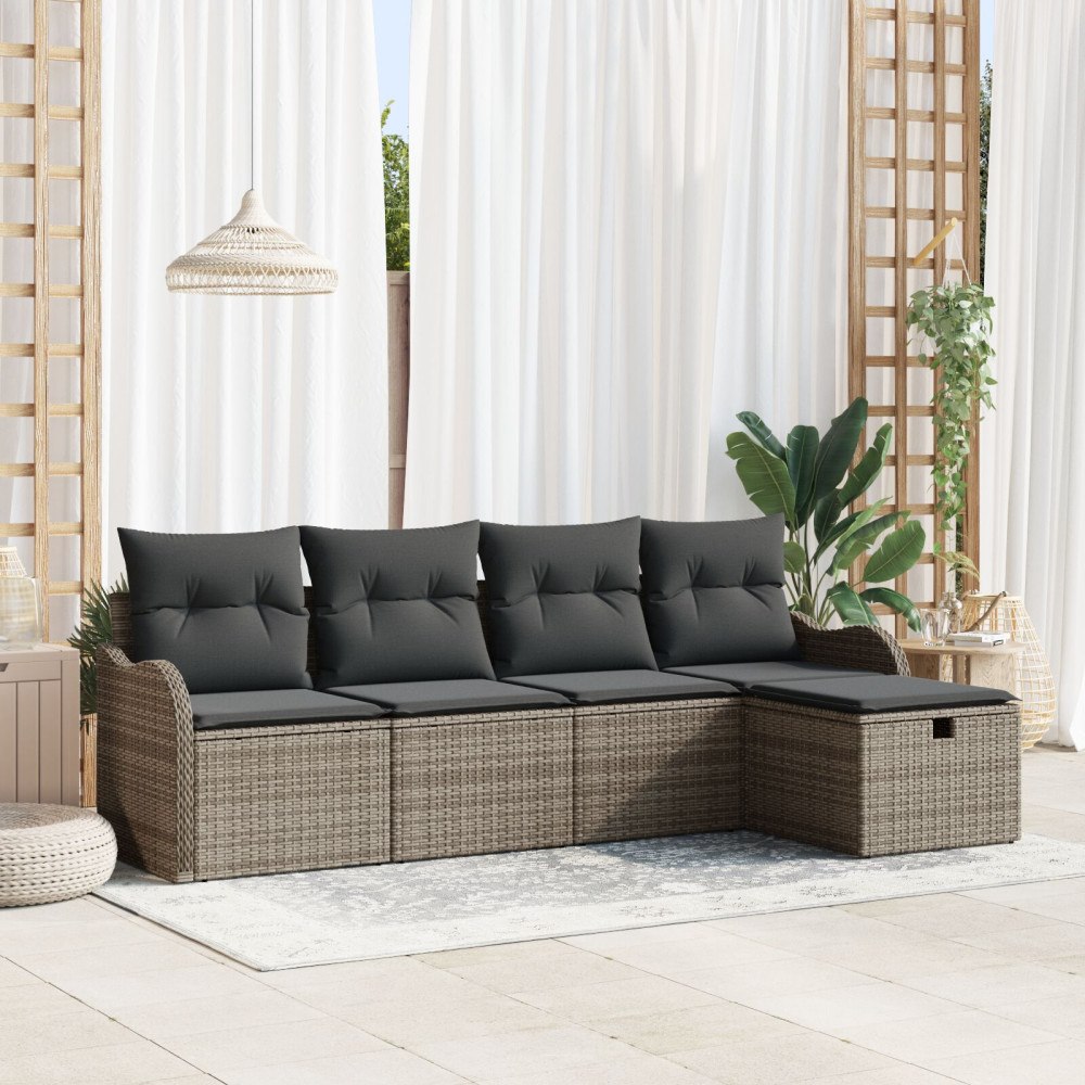 vidaXL Trädgårdsoffset 5 st Poly rattan