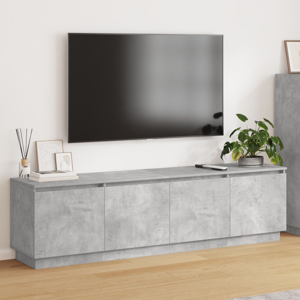 vidaXL TV-bänk med LED Betonggrå 180x38x49 cm Konstruerat trä