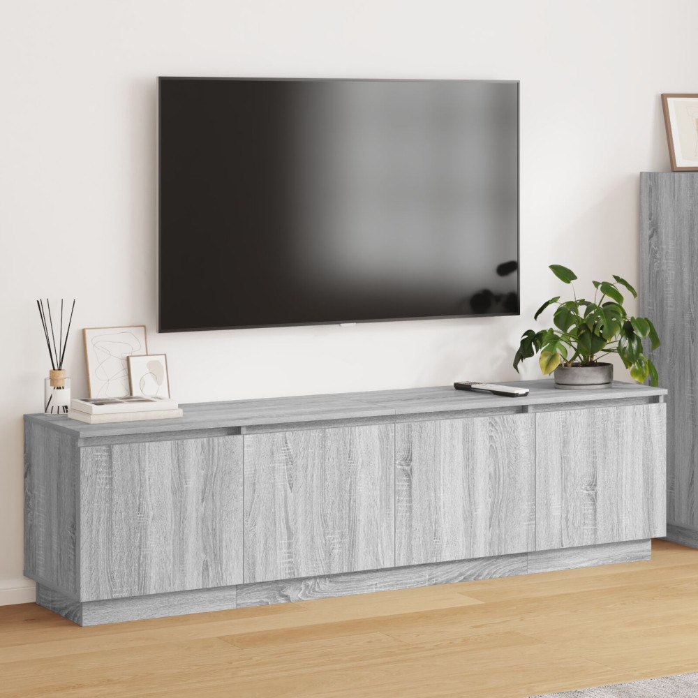 vidaXL TV-skåp med LED Grå Sonoma 180x38x49 cm Konstruerat trä