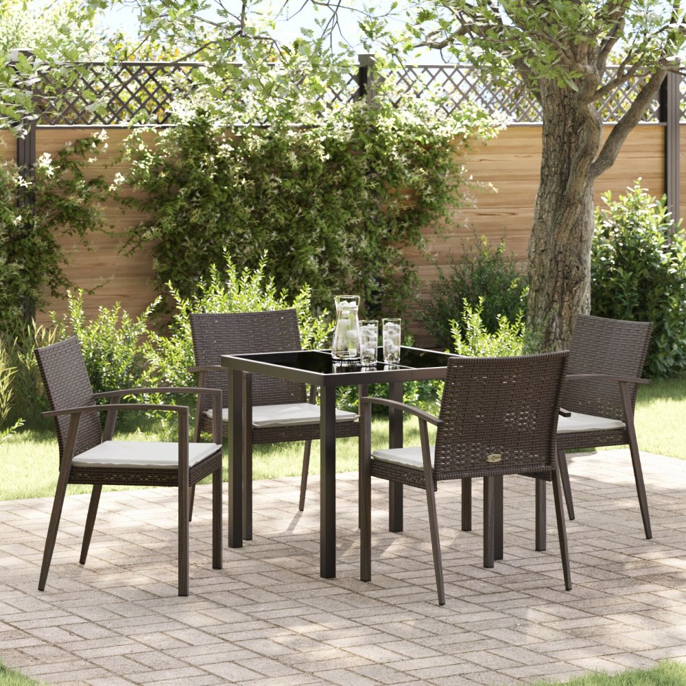 vidaXL Trädgårdsmöbelset 5 pcs Brun Poly rattan