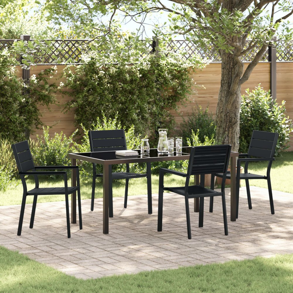 vidaXL 5-delat Trädgårdsdining Set Svart HDPE