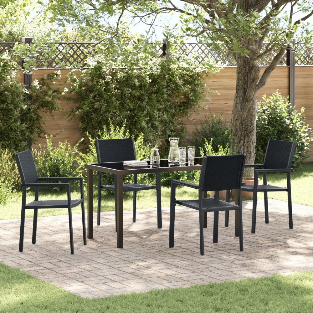 vidaXL 5-delat Trädgårdsdämpningsset Svart Poly Rattan