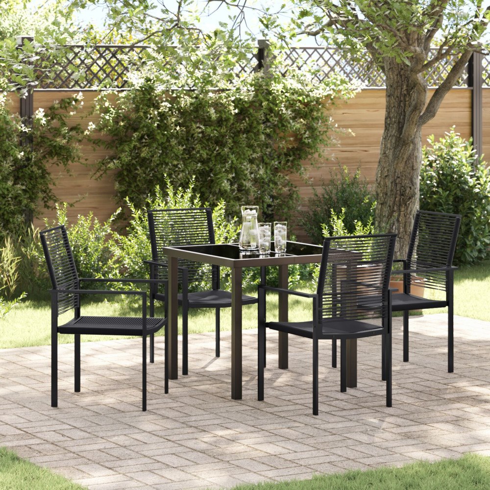 vidaXL 5-delad trädgårdsmiddagsset svart PVC Rattan