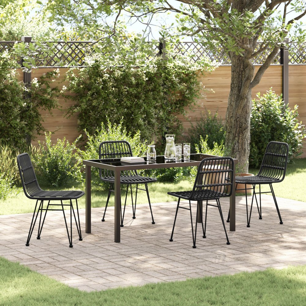 vidaXL 5-delat trädgårdsstolsset svart poly-rattan