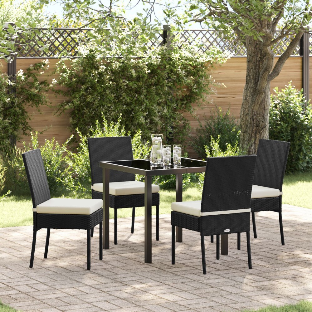 vidaXL 5-delat trädgårdsmöbelset svart poly rattan