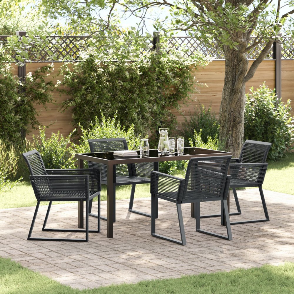 vidaXL 5-delat Trädgårds Matset Svart Poly Rattan