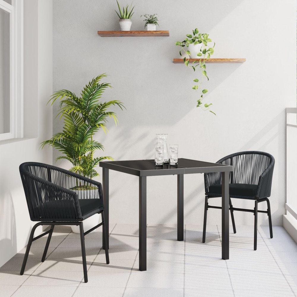 vidaXL 3-delat Trädgårdsätesset Svart Poly Rattan