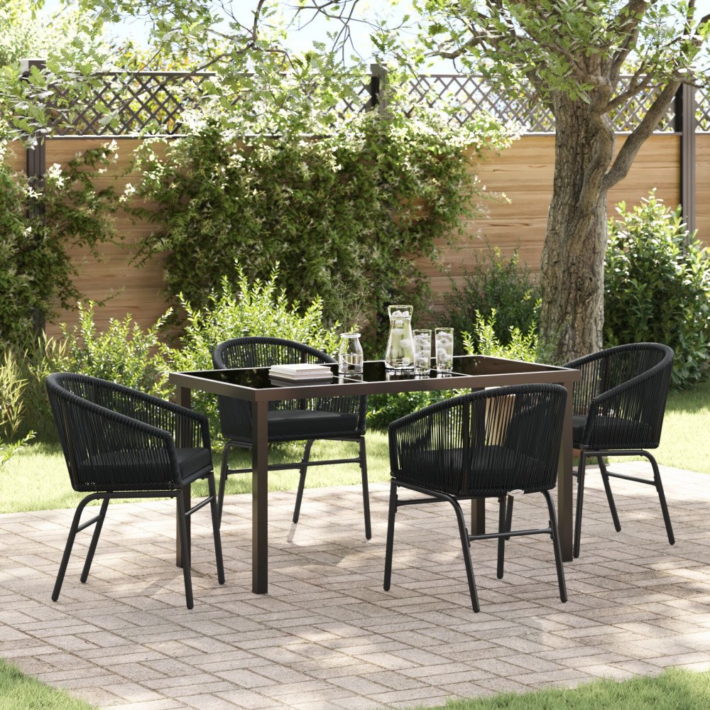 vidaXL 5-delat trädgårdsset svart poly rattan