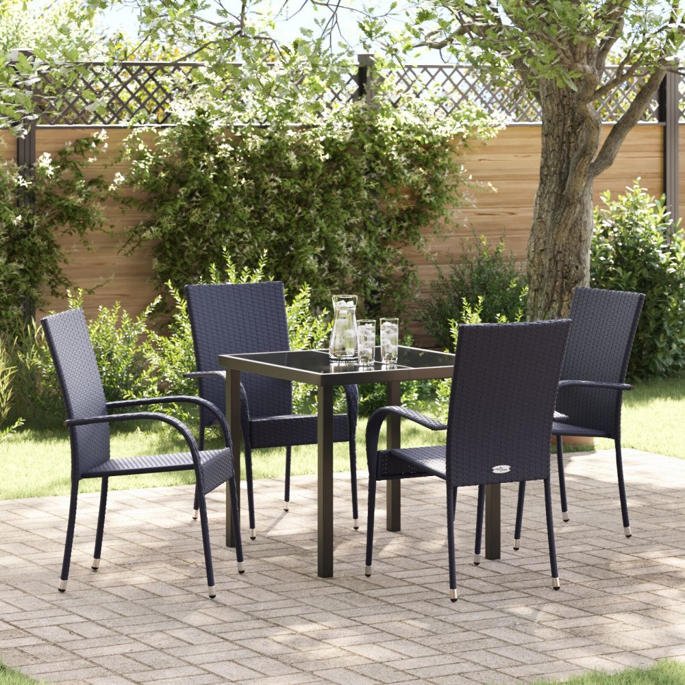vidaXL 5-delat Utemöbelset Svart Poly-rattan