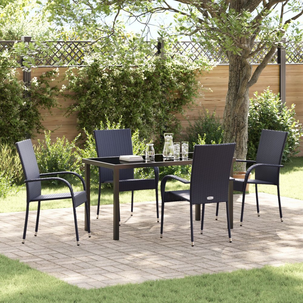 vidaXL 5-delat trädgårdsmöbelset svart poly rattan