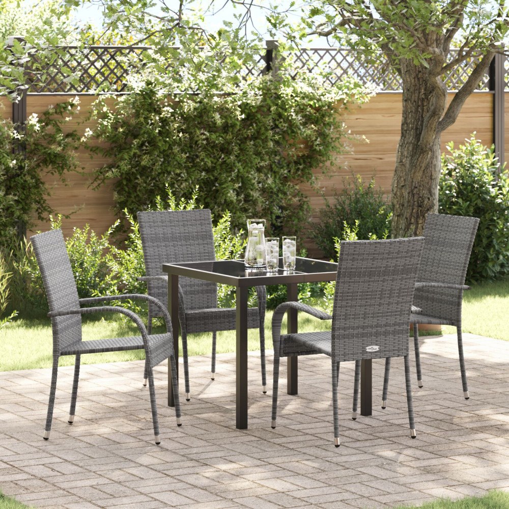 vidaXL Trädgårdsmöbelset 5 pcs Grå Poly rattan