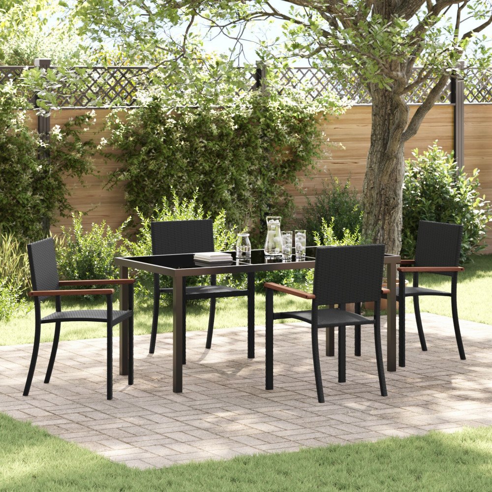 vidaXL 5-delat trädgårdsmöbelset Svart Poly Rattan
