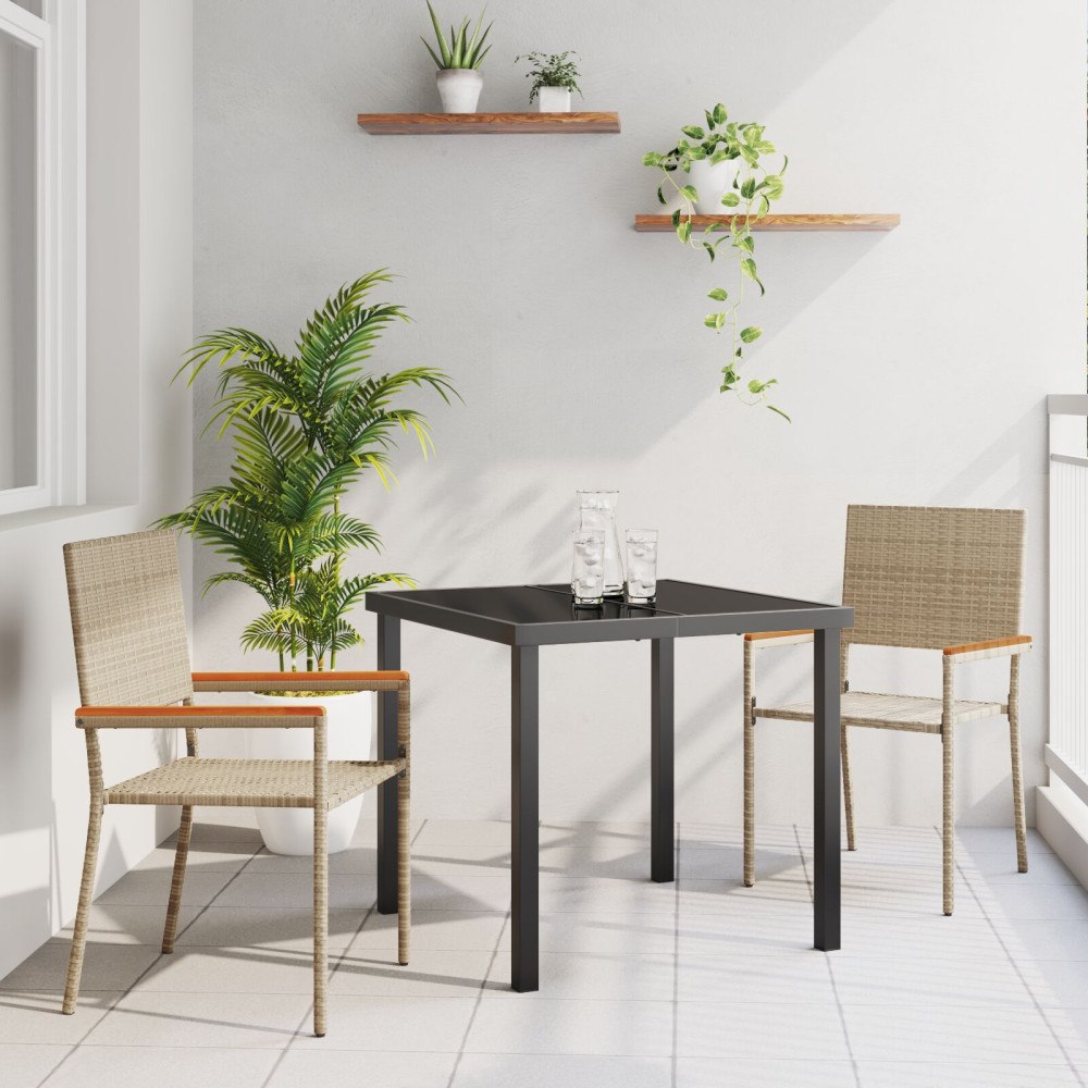 vidaXL 3-delad Trädgårds Matgrupp Beige Poly Rattan