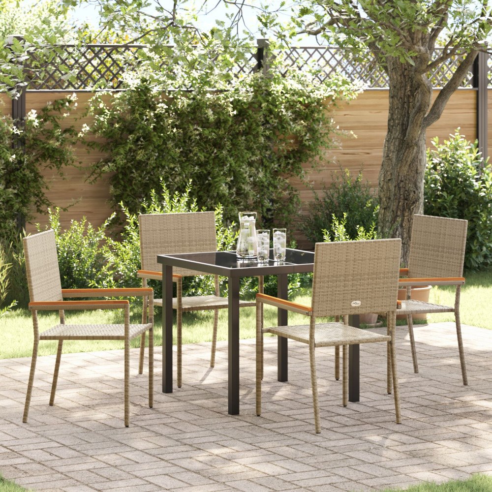 vidaXL 5 Delar Trädgårdsmöbelset Beige Poly Rattan
