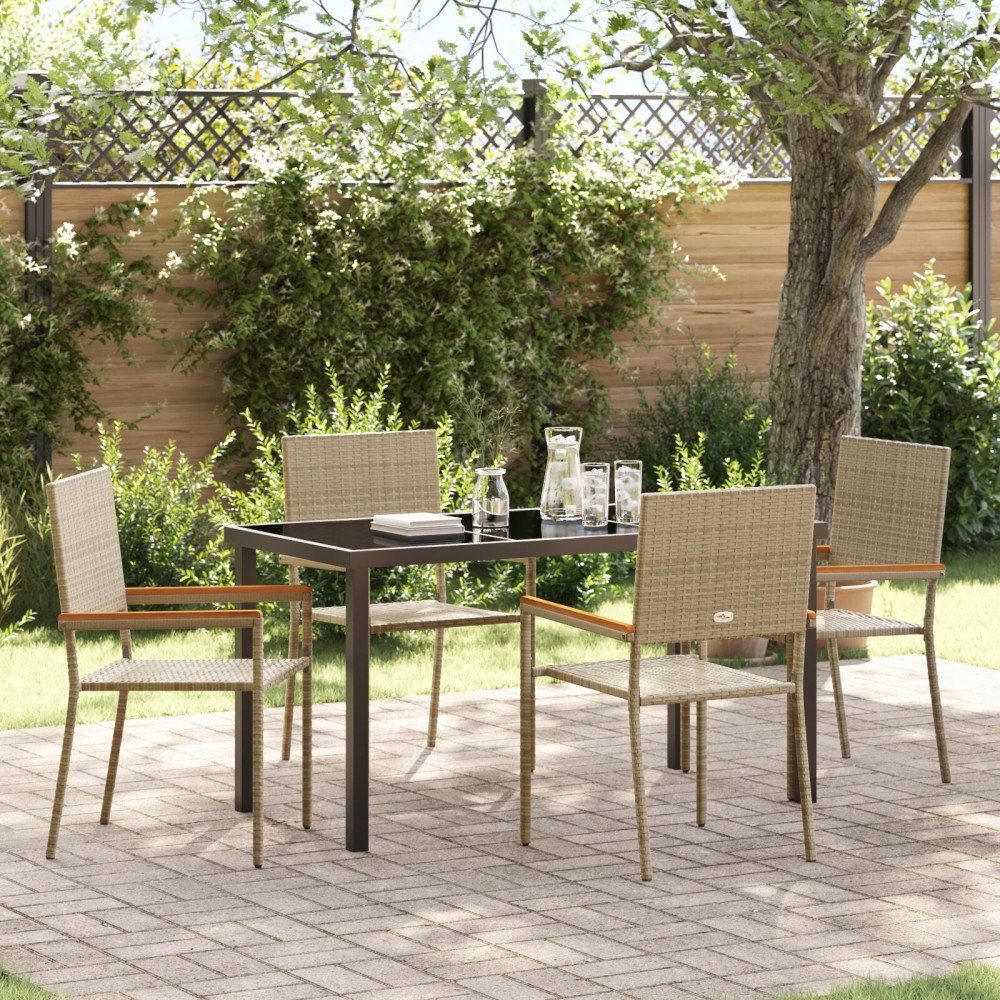 vidaXL 5-delars Trädgårdsmatsalsset Beige Poly Rattan