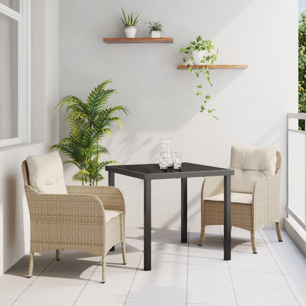 vidaXL 3-delat trädgårdsmatsalset med kuddar beige polykonstrotting