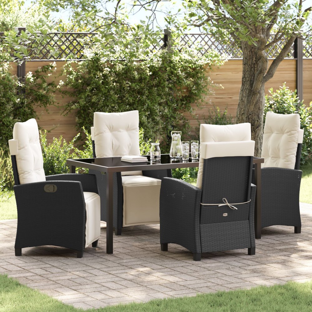 vidaXL 5-delat trädgårdslunchset Svart Poly Rattan