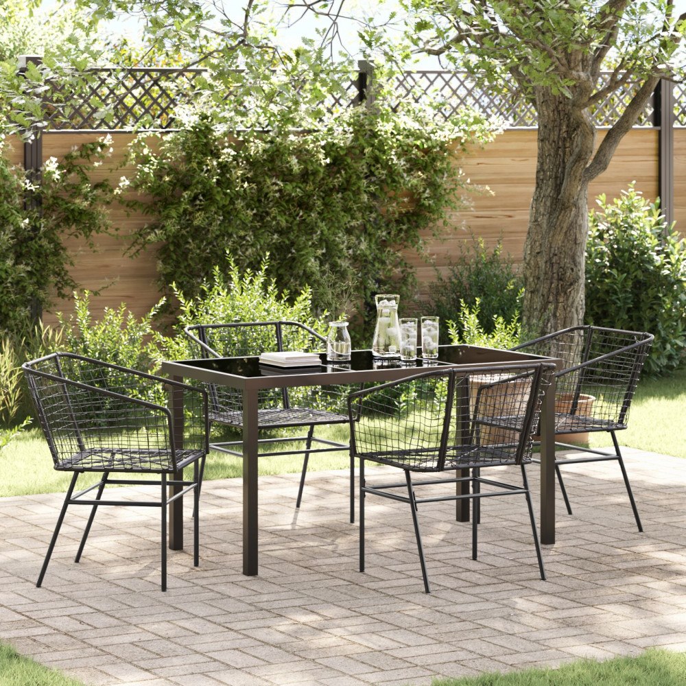 vidaXL Set med 3 Svart PE Rattan, Pulverlackerat Stål