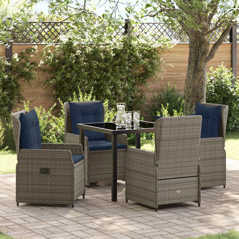 vidaXL Trädgårdsmöbelset 5 pcs Grå Poly rattan