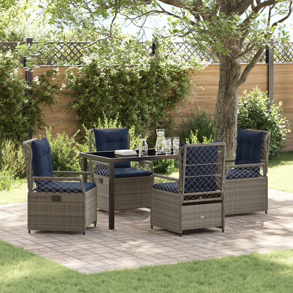 vidaXL Trädgårdsmöbelset 5 pcs Grå konstrotting