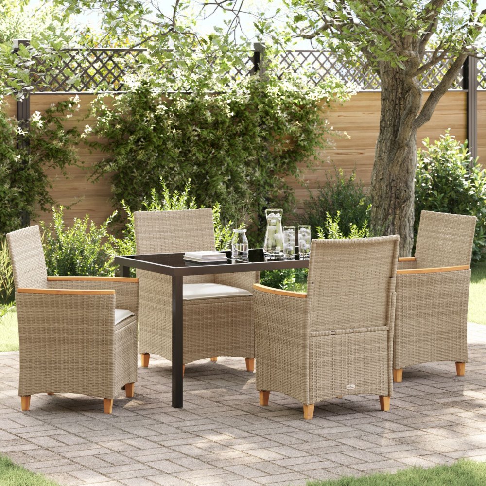 vidaXL Trädgårdsmöbelset 5 pcs Beige konstrotting