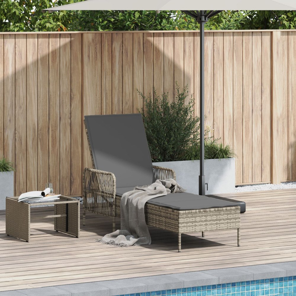 vidaXL Solstol Ljusgrå PE Rattan 157 x 55 x 92 cm Fällbar Solstol
