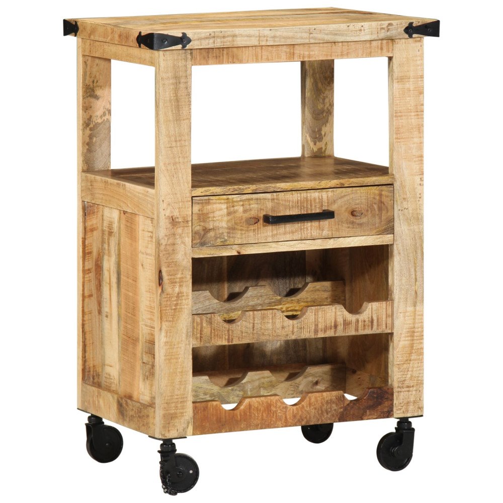 vidaXL Kökstrolley 55x40x80 cm Massivt Grovt Mangoträ