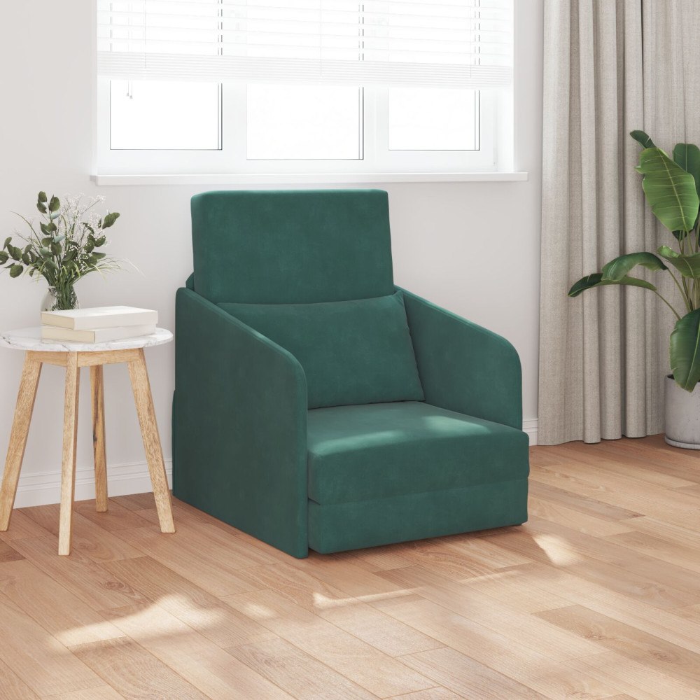 vidaXL Golvssoffa Säng 2-i-1 Mörkgrön 65x80x83 cm Sammet