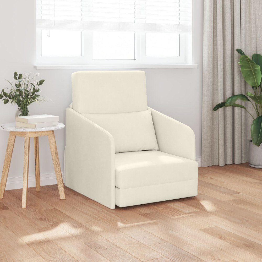 vidaXL Golvsoffa-säng 2-i-1 Grädde 65x80x83 cm Sammet
